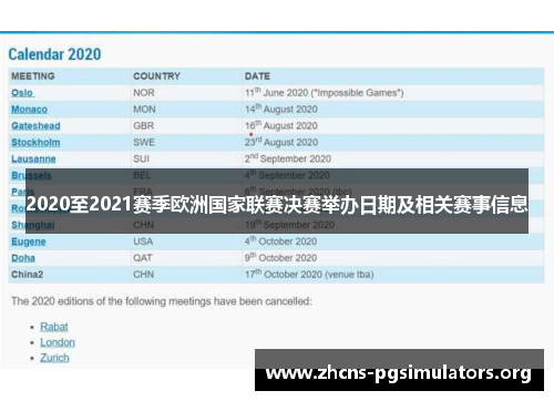 2020至2021赛季欧洲国家联赛决赛举办日期及相关赛事信息
