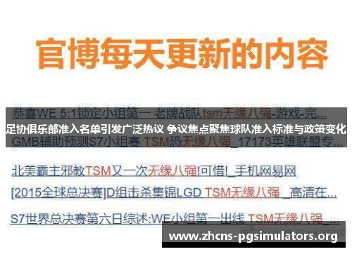 足协俱乐部准入名单引发广泛热议 争议焦点聚焦球队准入标准与政策变化